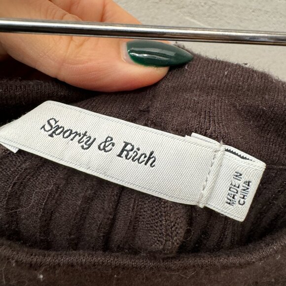 Sporty & Rich SRHWC Ribbed straight-leg Trousers | Brown Size Small - Picture 3 of 4